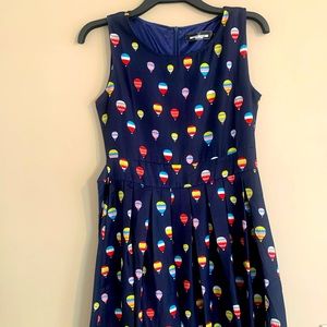 Paper London Hot Air Balloon Print Fit-Flare Dress